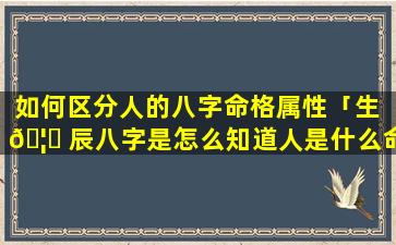 如何区分人的八字命格属性「生 🦊 辰八字是怎么知道人是什么命」